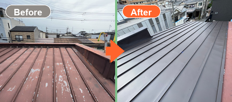 トタン屋根からの雨漏り before→after写真