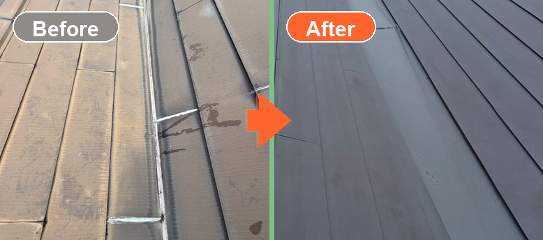 谷板金の施工不備による雨漏り before→after写真